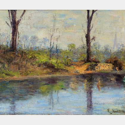 Ernest Lawson (American, 1873-1939) Along the Riverbank
