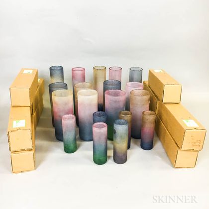 Twenty-nine Cowdy Glass Workshop Slim Vases