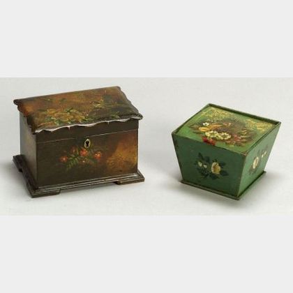 Two Victorian Painted Papier Mache Boxes