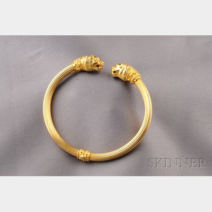 Vintage Zolotas 18KT Double Lion Head Bangle — Turner & Tatler