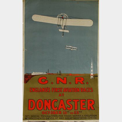 G.N.R., England's First Aviation Races at Doncaster Great Northern Railroad Advertising Poster
