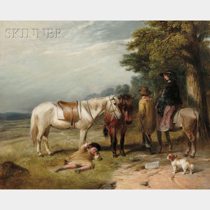 James William Cole (British, a. 1849-1889) The Riding Lesson