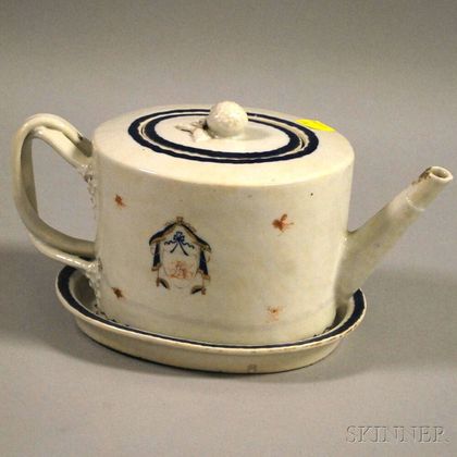 Chinese Export Oval Porcelain Teapot and Undertray