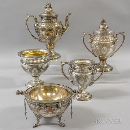 Five Pieces of Silver-plated Tableware