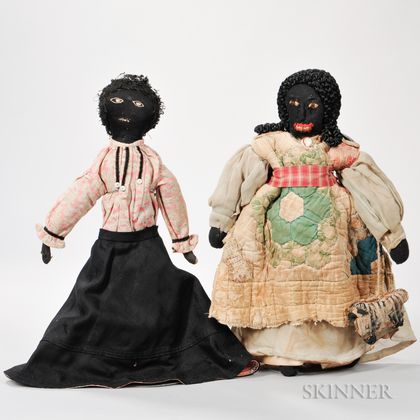Two Large Black Stockinette Dolls