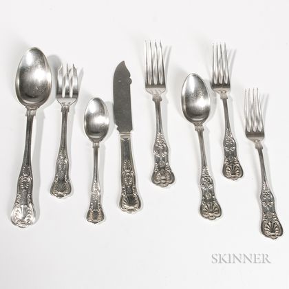 Thirty-six Pieces of Whiting "King" Pattern Serving Silver Flatware