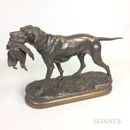 Bronze Statue of a Pointer with Game After Jules Moigniez (French, 1835-1894)