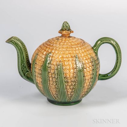 Staffordshire Creamware Pineapple Teapot and Cover
