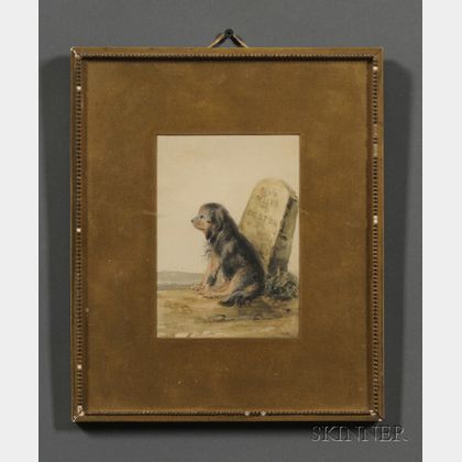 American School, 19th Century Presentation Portrait of a Dog to Pewterer Roswell Gleason (1799-1877) of Dorchester Massachusetts. Unsig