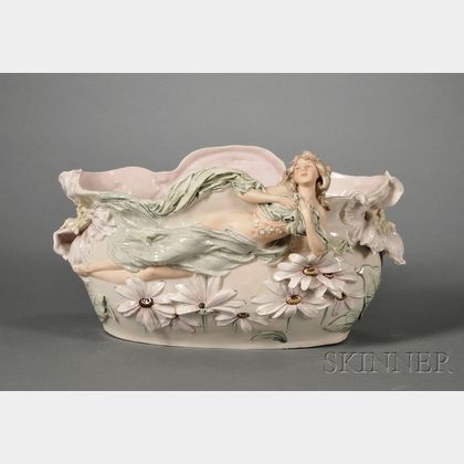 Royal Dux Porcelain Figural Jardiniere Bowl