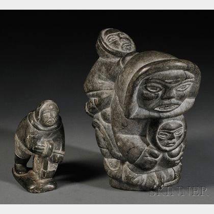 Two Inuit Carved Soapstone Figurines
