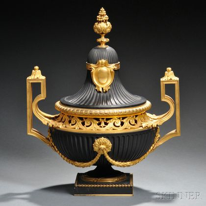 Barbedienne Gilded Bronze and Black Onyx Potpourri and Cover