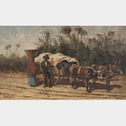 William Aiken Walker (American, 1839-1921) Couple with Ox Cart