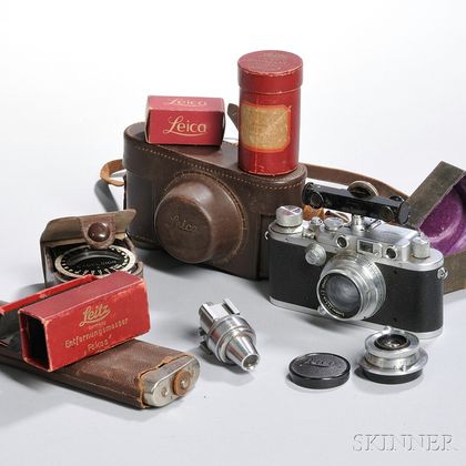 Leica Camera IIIA Model G and Two Lenses