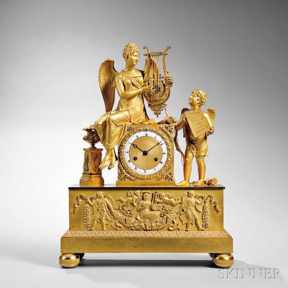 Gilt Classical Figural Mantel Clock