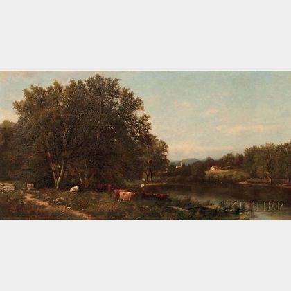John Clinton Ogilvie (American, 1838-1900) Cows by the River