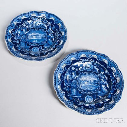 Two Staffordshire Historical Blue Transfer-decorated States Plates