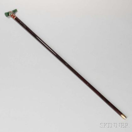 Faberge-style Silver- and Guilloche Enamel-mounted Cane