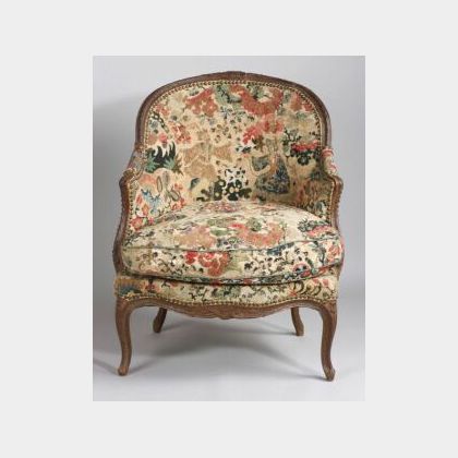 Louis XV Beechwood and Needlepoint Upholstered Bergere