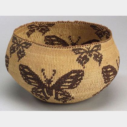 Northern California Twined Pictorial Basketry Bowl