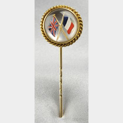 14kt Gold and Reverse-painted Crystal Stickpin