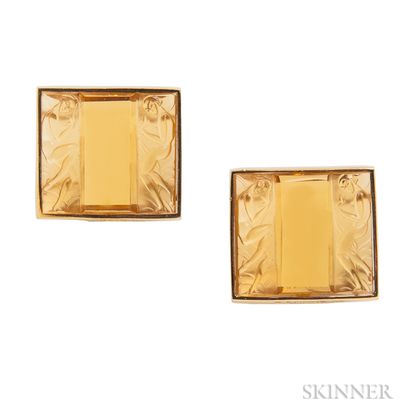 18kt Gold and Glass Earclips, Renato Cipullo