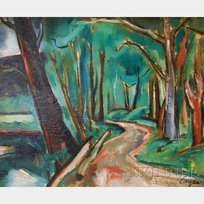 Charles Cagle (American, b. 1907) Two Works: Path in Woods
