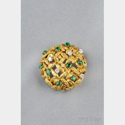 18kt Gold, Emerald, and Diamond Brooch, Mauboussin