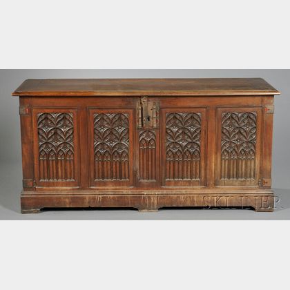 Gothic Revival Carved Oak Chest