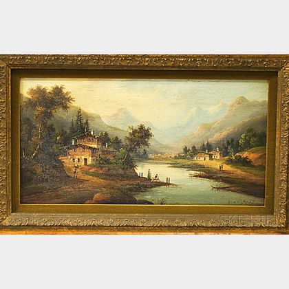 Attributed to Henry Van Wyk (Dutch, 1833-after 1889) Alpine Valley Landscape.