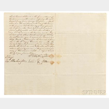 Washington, George (1732-1799) Indenture Signed, Fairfax County, Virginia, 10 February 1787.