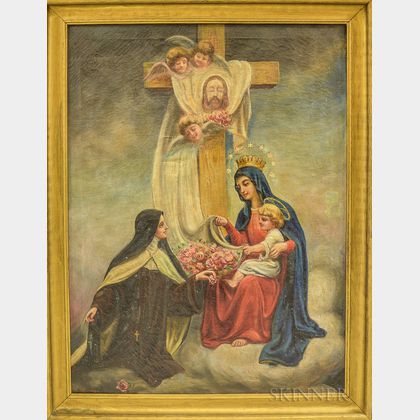 Joseph Malachy Kavanagh (Irish, 1856-1918) Madonna and Child with Nun and Roses