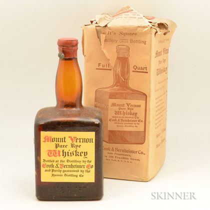 Mount Vernon Pure Rye Whiskey, 1 quart bottle (oc) 