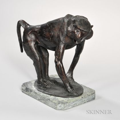 Sirio Tofaneri (Italian, 1886-1969) Bronze Figure of a Baboon