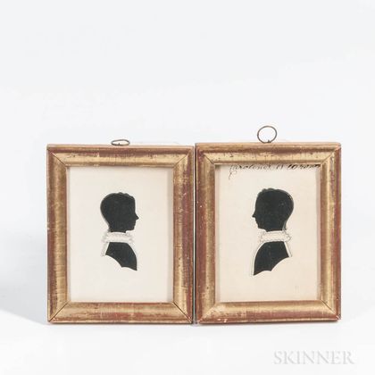 Pair of Hollow-cut Silhouette Portraits of Children