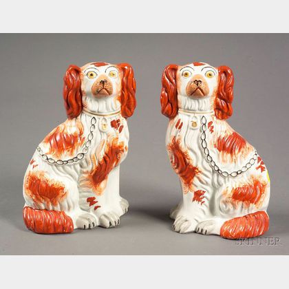 Pair of Staffordshire Pottery Spaniels