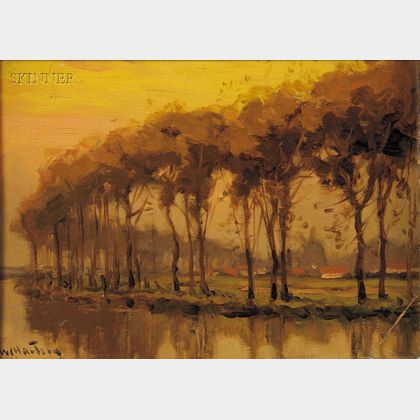 Lot of Two Landscape Views: Walter C. Hartson (American, 1866-1946),River View at Dusk