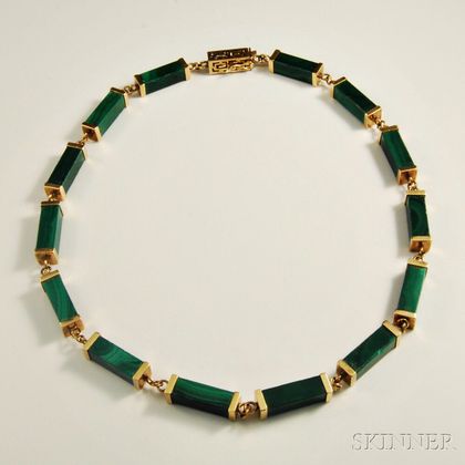 10kt Gold and Malachite Necklace