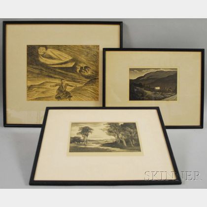 Three Works on Paper: Asa Cheffetz (American, 1897-1965),In Deep Vermont
