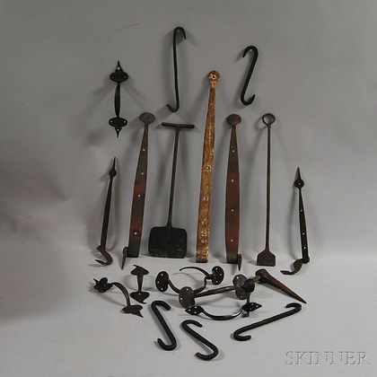 Nineteen Pieces of Mostly Wrought Iron Hardware
