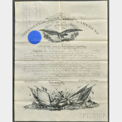 Johnson, Andrew (1808-1875) Military Commissions, Three Stamped Documents.