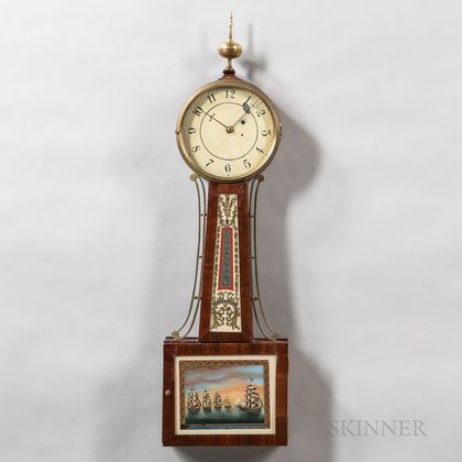 New England A-frame "Patent Timepiece" or Banjo Clock