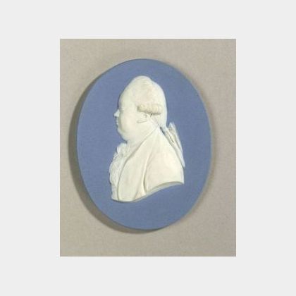Wedgwood Solid Blue Jasper Portrait Medallion of Edward Gibbon