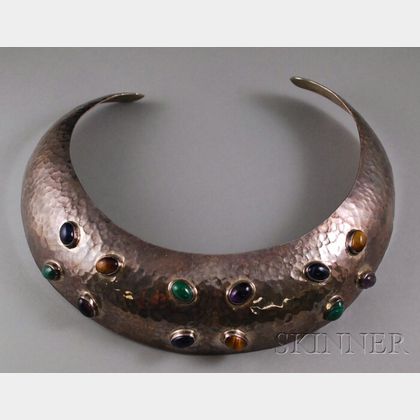 Mexican Sterling Silver and Cabochon Stone Collar