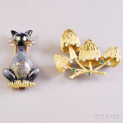 Two 18kt Gold Pins