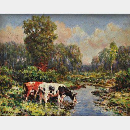 George Arthur Hays (American, 1854-1945) Two Cows Watering.
