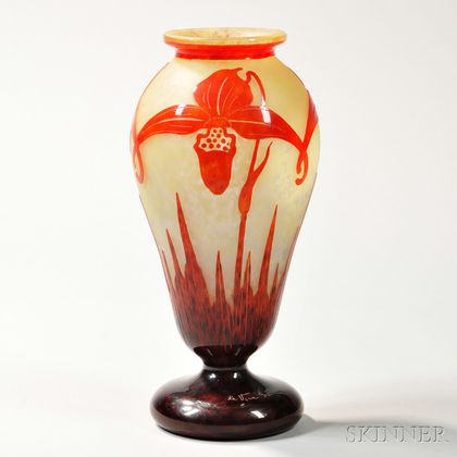 Le Verre Francais Cameo Glass Vase 