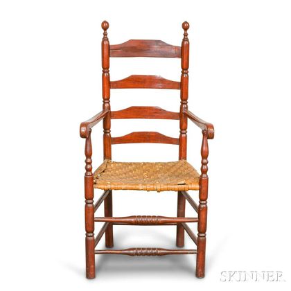Red-painted Ladder-back Armchair