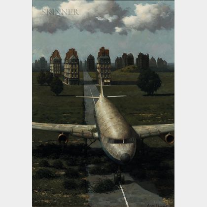 Arnau Alemany (Spanish, b. 1948) Surrealist Landscape with Airplane