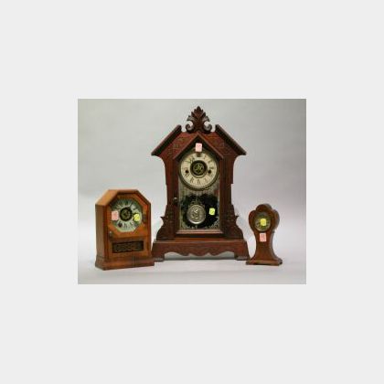 Two Seth Thomas Mantel Clocks and an Inlaid Shelf Clock.. 